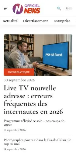 Vorschau der Website Officiel News, gelistet für die Veröffentlichung gesponserter Artikel