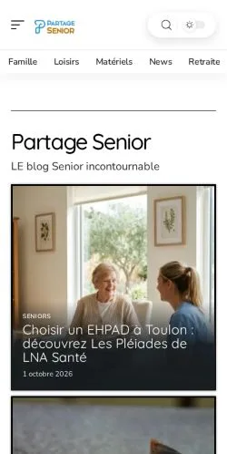 Anteprima del sito Partage Senior, referenziato per la pubblicazione di articoli sponsorizzati