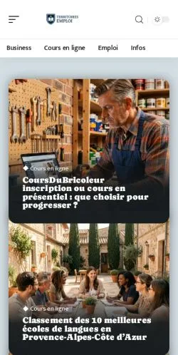 スポンサード記事の掲載先として登録されたTerritoires Emploiのサイトプレビュー