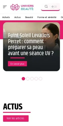 Pré-visualização do site Univers Beauté, referenciado para publicar artigos patrocinados