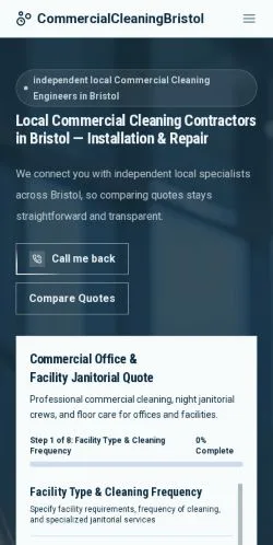 스폰서 기사 게재 매체로 등록된 CommercialCleaningBristol 사이트 미리보기