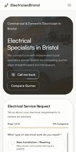 Vorschau der Website ElectricianBristol, gelistet für die Veröffentlichung gesponserter Artikel