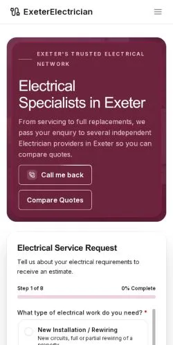 スポンサード記事の掲載先として登録されたExeterElectricianのサイトプレビュー