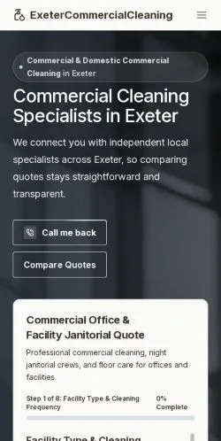 Anteprima del sito ExeterCommercialCleaning, referenziato per la pubblicazione di articoli sponsorizzati