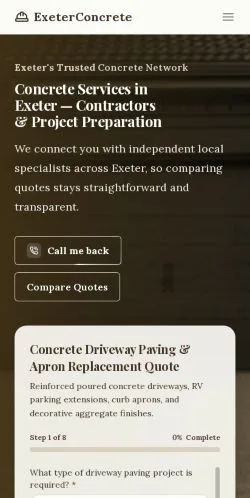 Podgląd witryny ExeterConcrete, ujętej jako miejsce publikacji artykułów sponsorowanych