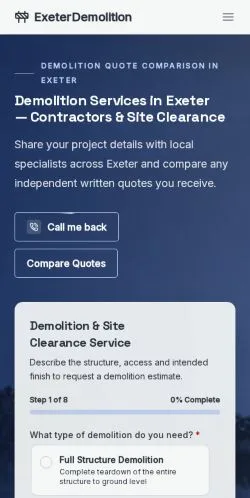 スポンサード記事の掲載先として登録されたExeterDemolitionのサイトプレビュー