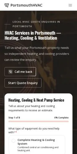 Anteprima del sito PortsmouthHVAC, referenziato per la pubblicazione di articoli sponsorizzati