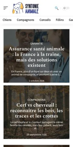 Anteprima del sito Syntonie Animale, referenziato per la pubblicazione di articoli sponsorizzati