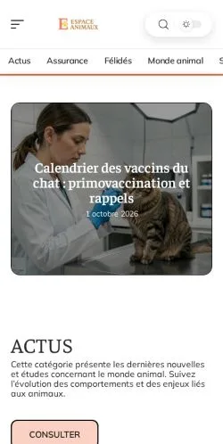 Vista previa del sitio Espace Animaux, referenciado para publicar artículos patrocinados