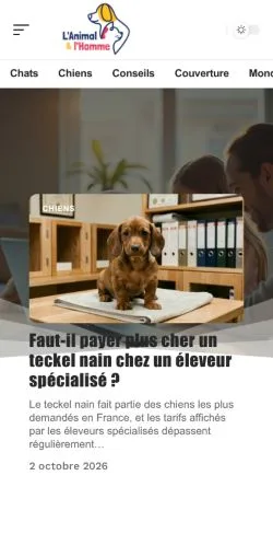 Vorschau der Website L'Animal et l'Homme, gelistet für die Veröffentlichung gesponserter Artikel