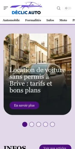Vista previa del sitio Déclic Auto, referenciado para publicar artículos patrocinados
