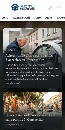Anteprima del sito Actu Mécanique, referenziato per la pubblicazione di articoli sponsorizzati