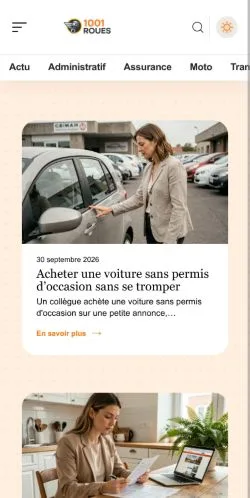 Anteprima del sito 1001 Roues, referenziato per la pubblicazione di articoli sponsorizzati
