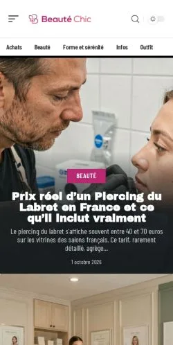 스폰서 기사 게재 매체로 등록된 Beauté Chic 사이트 미리보기