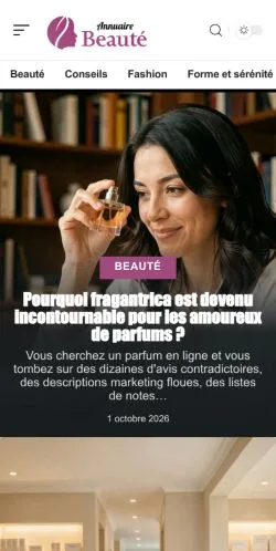 Vista previa del sitio Annuaire Beauté, referenciado para publicar artículos patrocinados