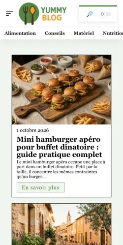 Forhåndsvisning af Yummy Blog, opført til udgivelse af sponsorerede artikler