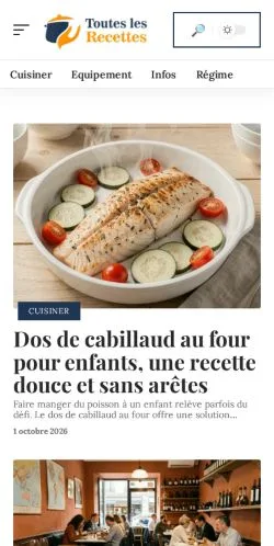스폰서 기사 게재 매체로 등록된 Toutes Les Recettes 사이트 미리보기