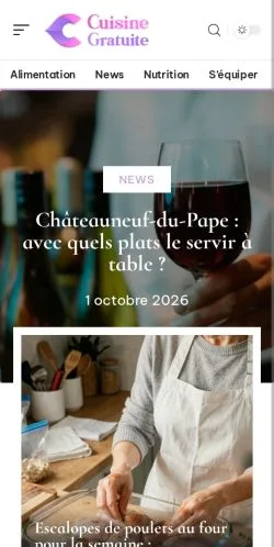 Vista previa del sitio Cuisine Gratuite, referenciado para publicar artículos patrocinados