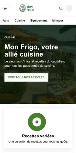 Vista previa del sitio Mon Frigo, referenciado para publicar artículos patrocinados