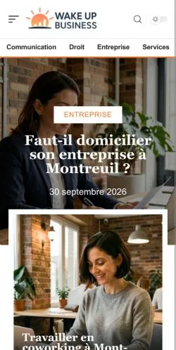 Vista previa del sitio Wake Up Business, referenciado para publicar artículos patrocinados