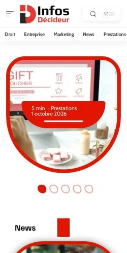 Vista previa del sitio Infos Décideur, referenciado para publicar artículos patrocinados