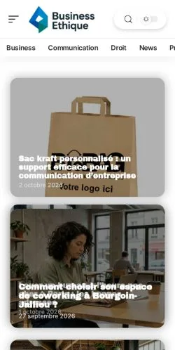 Anteprima del sito Business Ethique, referenziato per la pubblicazione di articoli sponsorizzati