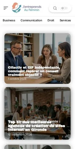 스폰서 기사 게재 매체로 등록된 Entreprends Au Féminin 사이트 미리보기