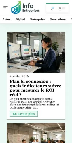 Vorschau der Website Info Entreprises, gelistet für die Veröffentlichung gesponserter Artikel