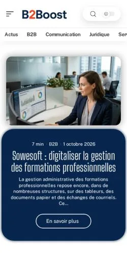 Vista previa del sitio B2Boost Actualités, referenciado para publicar artículos patrocinados
