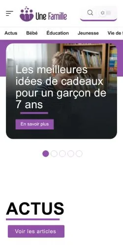 Aperçu du site Une Famille, référencé pour publier un article sponsorisé