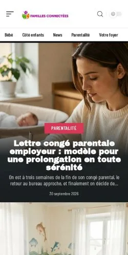 Podgląd witryny Familles Connectées, ujętej jako miejsce publikacji artykułów sponsorowanych