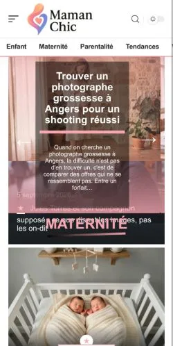 스폰서 기사 게재 매체로 등록된 Maman Chic 사이트 미리보기