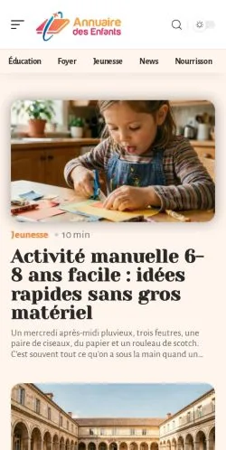Vista previa del sitio Annuaire Enfants, referenciado para publicar artículos patrocinados