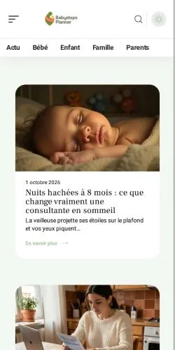 Podgląd witryny Babysteps Planner, ujętej jako miejsce publikacji artykułów sponsorowanych