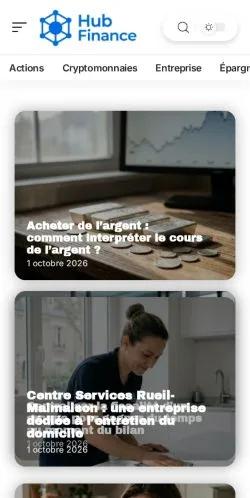 Vista previa del sitio Hub Finance, referenciado para publicar artículos patrocinados