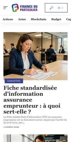 Vista previa del sitio Finance Particulier, referenciado para publicar artículos patrocinados
