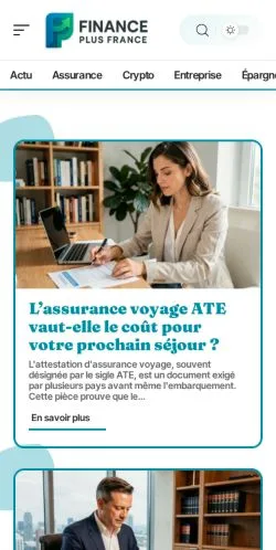스폰서 기사 게재 매체로 등록된 Finance Plus France 사이트 미리보기