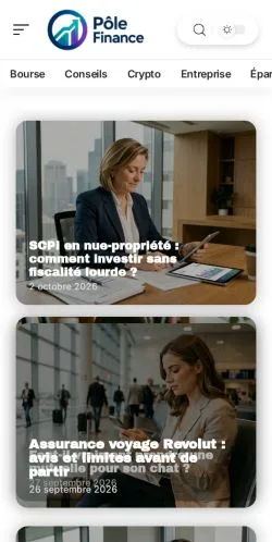 스폰서 기사 게재 매체로 등록된 Pôle Finance 사이트 미리보기