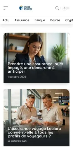 Vista previa del sitio Guide Banque, referenciado para publicar artículos patrocinados