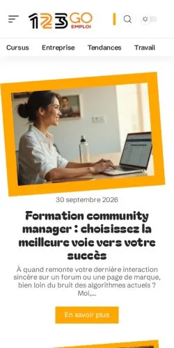 Anteprima del sito 123 Go Emploi, referenziato per la pubblicazione di articoli sponsorizzati