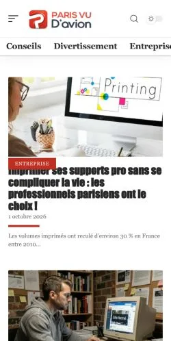 스폰서 기사 게재 매체로 등록된 Paris Vu D'avion 사이트 미리보기