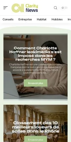 Vista previa del sitio Clarity News, referenciado para publicar artículos patrocinados