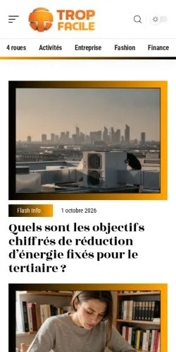 Preview of the Trop Facile website, listed for sponsored article publication