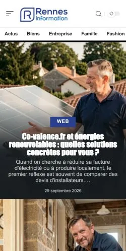 Vista previa del sitio Rennes Information, referenciado para publicar artículos patrocinados