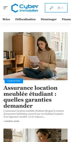 Vista previa del sitio Cyber Immobilier, referenciado para publicar artículos patrocinados