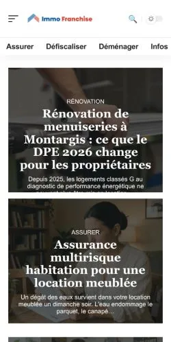 Preview of the Immo Franchise website, listed for sponsored article publication
