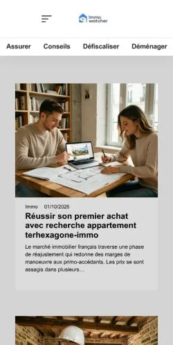 Vista previa del sitio Immowatcher, referenciado para publicar artículos patrocinados