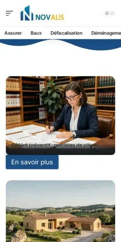 Preview of the Novalis Immobilier website, listed for sponsored article publication