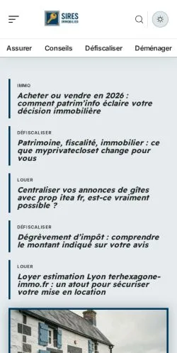 스폰서 기사 게재 매체로 등록된 Sires Immobilier 사이트 미리보기