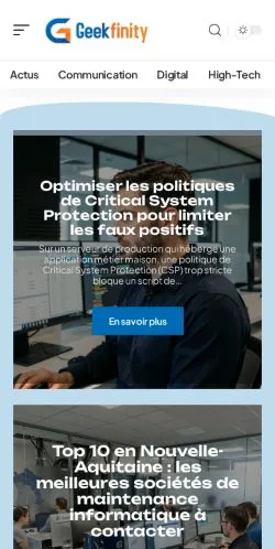 Vorschau der Website Geekfinity, gelistet für die Veröffentlichung gesponserter Artikel
